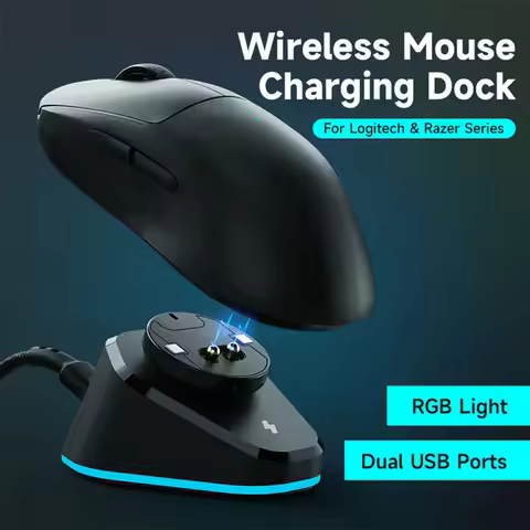 RGB Magnetic Charging Dock for Logitech G Pro/Superlight 2/Pro 2 G502 X/G903 Mouse with 2 USB Ports 