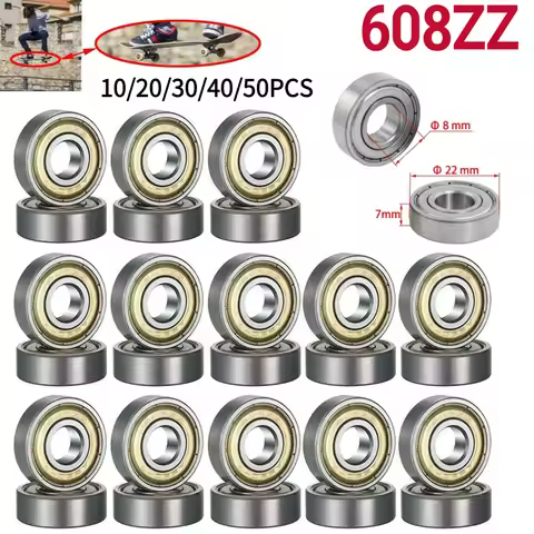 50-10pcs 608ZZ Deep Groove Ball Bearing 8x22x7mm Double Shielded Miniature High-carbon Steel Single 