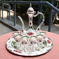 Court Style Vintage Turkish Coffee Pot Set for 6 Including Tray & Teapot Home Bar Tea Party Craft Or