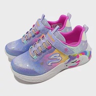 Skechers 休閒鞋 S Lights 中童鞋 炫彩 藍紫 漸層 燈鞋 閃燈 獨角獸 亮粉 302311LBLMT