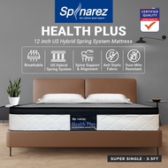 SpinaRez Health Plus Tilam Mattress 12 inch US Hybrid Spring System with HeiQ Viroblock Technology (