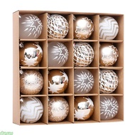 dusur Set of 16 Champagne Gold White Christmas Balls Ornaments Shatterproof Bauble