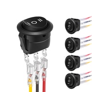 5 Chiếc 12V 3 Chiều Tròn Đính Đá Công Tắc 3 Vị Trí Bật/Tắt/Bật 3 Pin SPST Vòng Tròn Công Tắc Bật Tắt
