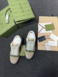 GUCCI 古馳 Screener 做舊小髒鞋 休閒板鞋 低筒系帶鞋 皮革 尺碼42 Size42
