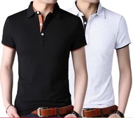 M-5XL Summer Korean Fashion Plus Size Slim Fit Plain Short Sleeved Polo Shirt Men