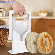 NOVAFABLE​ Bagel Guillotine Slicer, Stainless Steel Safety Handle Bagel Slicer, Portable Reusable Sa