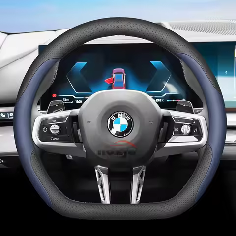 Leather Car Steering Wheel Cover for BMW i4 i5 X3 M5 M4 M3 M2 5-Series 4-Series 3-Series 2025 No Nee