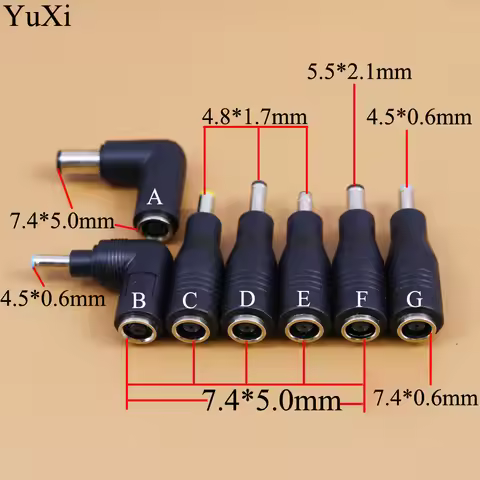 DC 7.4x5.0mm 7.4*0.6 female to 7.4 5.0mm 4.5*0.6 4.8*1.7mm 5.5*2.1/5.5 2.1mm male jack for HP / DELL