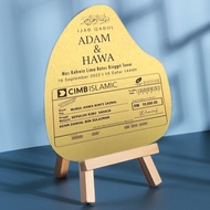 MAS KAHWIN CEK UKIRAN / Plate Ijab Kabul Aku Terima Nikah / Kahwin Wedding / ROCK SHAPE : Acrylic Go