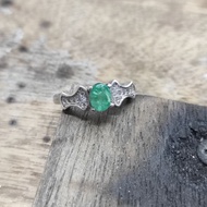 Batu Permata Asli Zamrud Zambia Cincin Perak Natural Gemstone Zambian Emerald Silver Ring
