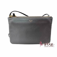 CELINE 灰色 小羊皮TRIO三層拉鍊斜背包