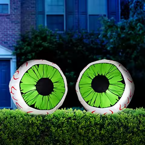 2 Pack Halloween Inflatables Large Set of Eyes Decoration Blow Ups Green Eyes for Yard 3 Ft Inflatab