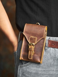 Mens Leather Vintage Style Waist Bag Durable Waist Packs Belt Messager Shoulder Bags Outdoor Male Fa