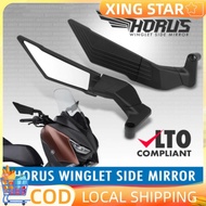Horus Winglet Side Mirror 28cm Large Full Alloy Adjustable Mirror Mount Walang Grado Clear Lens