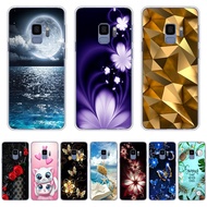 A35-Flower Moon theme soft CPU Silicone Printing Anti-fall Back CoverIphone For Samsung Galaxy a6 2018/a8 2018/a8 2018 plus/j6 2018/s9