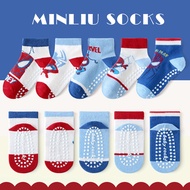 [5 Pairs] Anti-Slip Dot Glue Floor Socks Summer Children's Socks Mesh Cotton Socks Cartoon Trampoline Socks Boys Girls Socks
