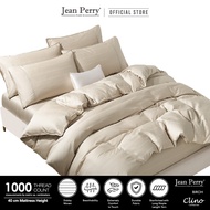 Jean Perry Clino Fitted Sheet Bedsheet Set - 100% Combed Cotton Sateen - 1000TC (SUPER SINGLE/ QUEEN