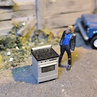 Stove 4 Burners 1/64 Scale - Diorama Accessories Miniature Diecast Miniscale 1:64