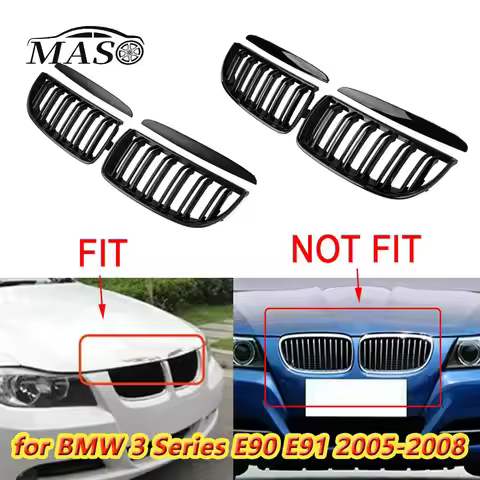 Car Front Bumper Grille Kidney Racing Grill Double Slats for BMW 3 Series E90 E91 2005 2006 2007 200