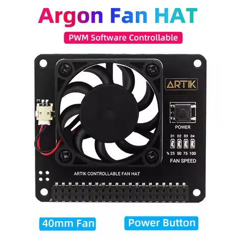 Argon Fan HAT for Raspberry Pi 4 with Power Button PWN Software Controllable 40mm Fan for Pi 4B 3B+ 