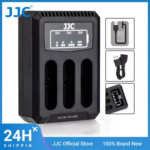 JJC LI-90B DB-110 Battery Charger for Ricoh GR IIIx HDF GRIIIx GR3x GR III HDF GRIII GR3 Olympus TG-
