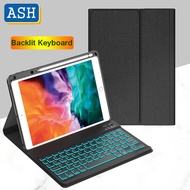 ASH iPad Mini 6 2021 10.2 9th 8th 7th Air 4 2020 Pro 11 M1 10.5 Air 3 2 1 9.7 5th 6th Backlit Keyboard Case Leather Folio Smart Cover with Detachable Wireless Bluetooth Keyboard