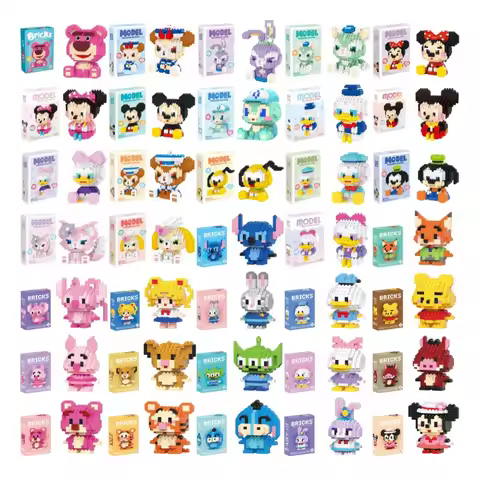 Assembled Building Blocks Disney Cartoon Mickey StellaLou LinaBell Lotso Donald Duck DIY Puzzle Desk