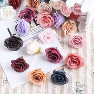 5Pcs Rose Artificial Flowers 7CM Silk Fake Flower Head for Home Decor Wedding Marriage Decoration Craft Garland Accessories