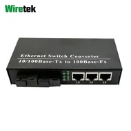Fiber Optic Fast Ethernet Switch 3port RJ45 2port Fiber Optic Single Mode