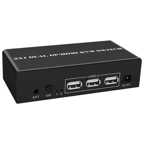 HDMI-compatible DP KVM Switch 4K@60Hz Dual Monitor Extended Display 8K Switcher 2 In 2 Out with 3USB