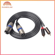 Dual XLR Male To Dual RCA Male Audio Connection Cable 1.5m/4.9ft Black