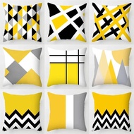 40x40 Yellow Geometric Throw Pillow Case Black Grey Striped Cushion Cover Modern Home Decor for Sofa