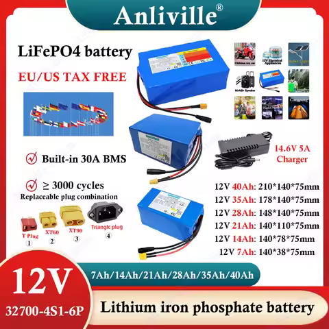 12.8V 7Ah 14Ah 21Ah 40Ah 28Ah 35Ah 40Ah 32700 LiFePO4 battery pack with built-in BMS for 12.8V power