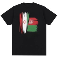Iran Afghanistan Half Flag Iran Afghanistan Traditional Neutral Fashion Street Cotton T-shirt