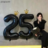 [pto] 40inch Black Number Balloon Black Crown Number Foil Balloons For 1st Birthday Party Baby Showe