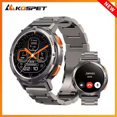 2025 KOSPET TANK T2 Smartwatch Bluetooth Call AMOLED AOD Men's Watch 5ATM Waterproof Sport Fitness T