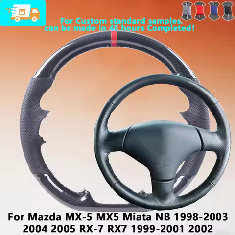 Custom Fit Carbon Fiber Leather Car Steering Wheel Cover For Mazda MX-5 MX5 Miata NB 1998-2003 2004 