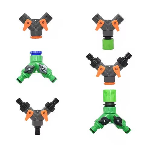 2-way Garden tap water splitter Female 1/2 3/4 garden hose Y splitter watering adjustable switch 1pc