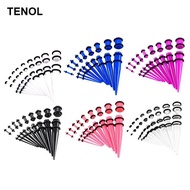 [TENOL] 18 Pieces Punk Ear Plug  Tapers Kit Stretching Expander Stretchers Gauges 14g-00g