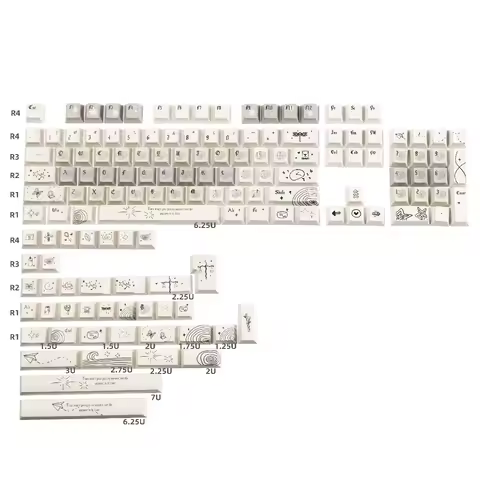 Growth Ring Keycap Set 143 Keys Cherry Profile DYE Sublimation PBT Keycaps For Wooting 60 GK61 64 RK