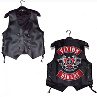 Jaket Rompi VIXION Semi Kulit Polos Hitam Oskar Rompi Plus Emblem BORDIR YAMAHA VIXION Bikers Tourin