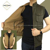 Jaket Rompi Vest Motor Bolak-Balik Pria Dewasa Anak Lokal Import Bahan Katun Adem Coklat Hijau Touri