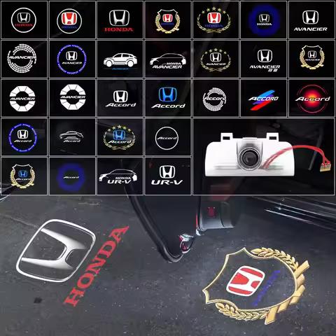 2Pcs LED HD Car Door Lights Logo Welcome Light For Honda Civic Fit Jazz Accord CRV HRV City Odyssey 