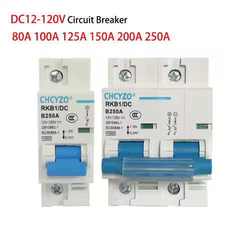 1P 2P DC Circuit Breaker 12V 24V 36V 48V 96V 120V DC Breaker Solar Mini Circuit Breaker 100A 150A 20
