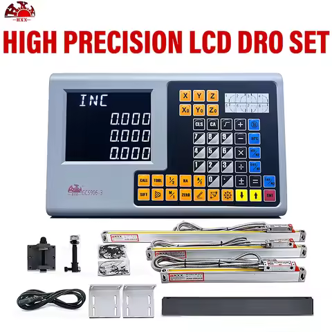 HXX 3 Axis LCD DRO Digital Readout Set And 3 Pieces 50-1000mm Glass Linear Scale Encoder Sensor Rule
