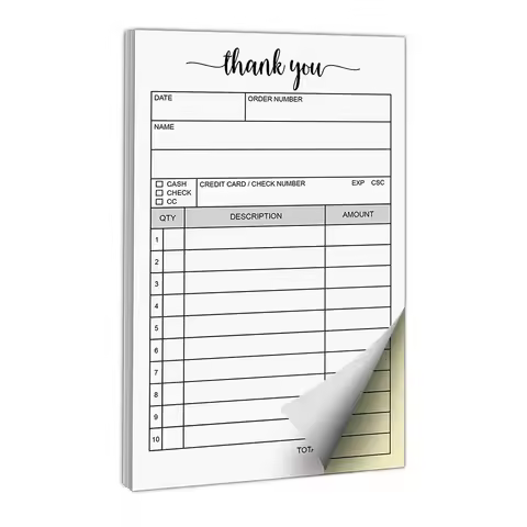 Bview Art 2-Part Carbonless Receipt Book - Duplicate Sales Order & Invoice Pad for Small Business SM