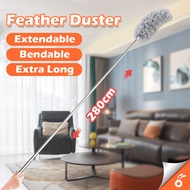 6141 FEATHER DUSTER 280CM Extra Long Handle Extendable Bendable Microfiber Fan Cupboard Cleaner Bulu