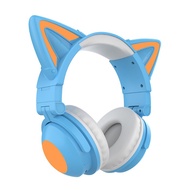 Ms ZW068 Bluetooth Headphone Lampu LED Telinga Kucing Headset