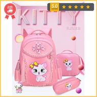 Cute Korean Cat Waterproof 3-in-1 Backpack Set - Small Ready789
