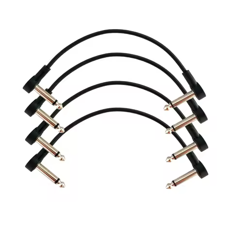 24 AWG OFC Anti-Noise Electric Guitar Pedal Audio Cable 1/4 Right Angle Connector Kit 4 Pcs Set Coup